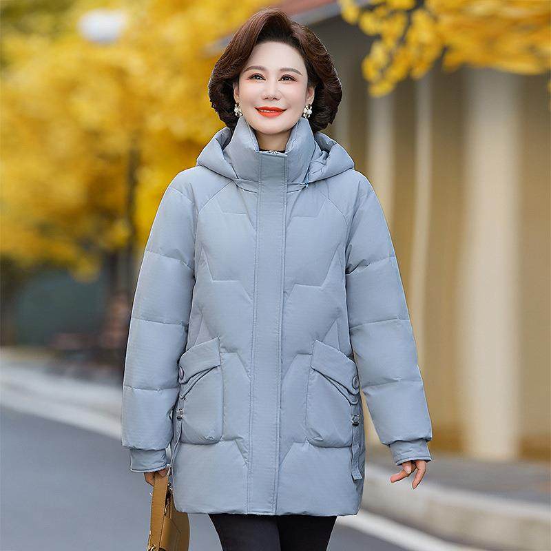 品牌羽绒服女季新款中老高年冬806白妈妈装加厚保暖端气质鸭绒外
