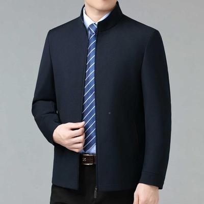 秋羊冬高档毛立领夹男士中年A665商务季休闲羊毛克外套上衣