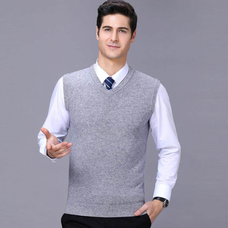 秋冬新款士衣羊绒1919-KK背套心羊毛男装马甲头纯色男休闲无袖毛
