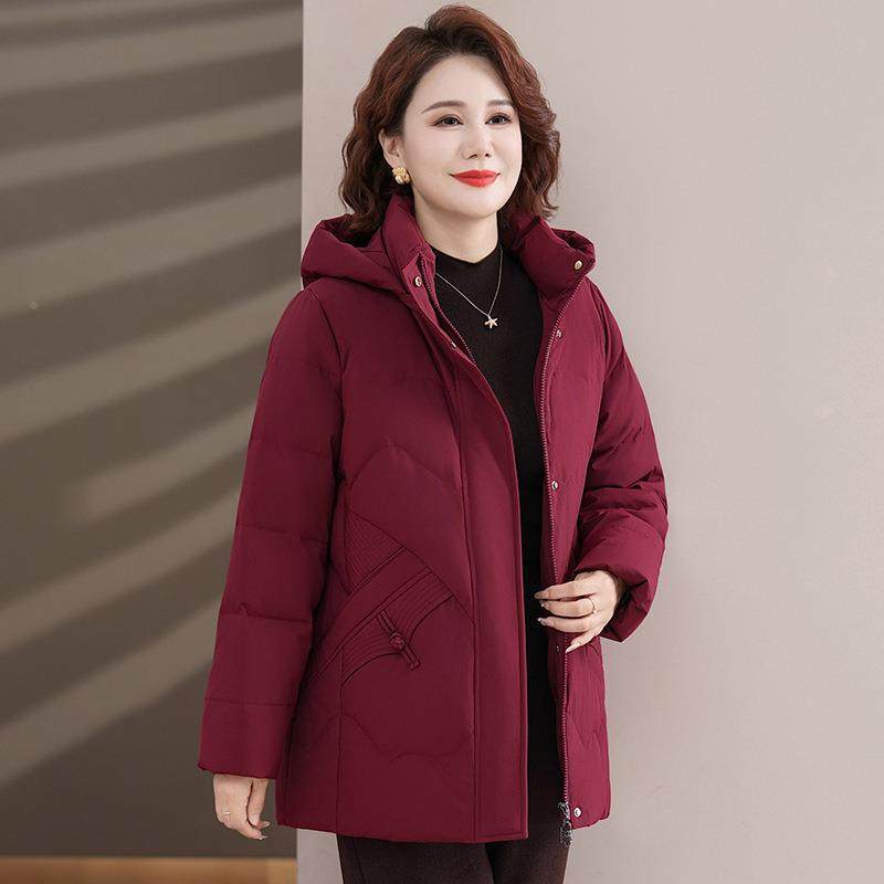 8865品牌羽绒服冬女老中长款季新款时尚洋妈妈加气厚保暖中年外套