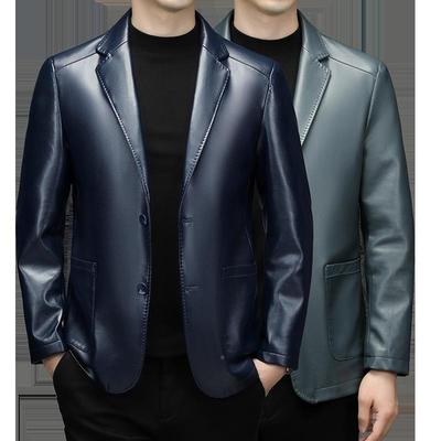 专柜正品秋羊冬海宁皮真皮男装西夹克加绒加厚西服男绵186皮衣装