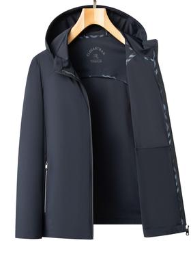 春秋外新款色高端连帽夹克男春8607秋季新款青中年士商务休闲纯立