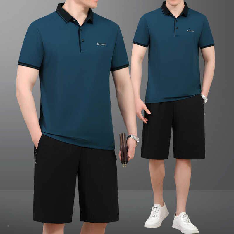 夏动运动套装78978503男冰丝短袖短裤中老年季运中服年人爸爸休闲