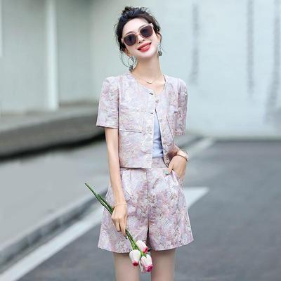 短裤件套装女夏新款小个高ZHAN2855级子小香风减龄漂亮感洋气提花