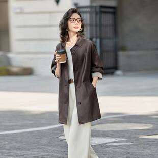 高级感宽松皮衣夹克外套女秋季款时新尚长外GT8089-0百搭中款套
