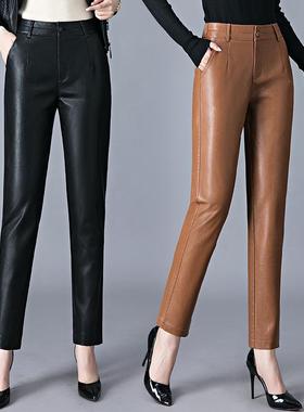 秋新冬装款真瘦皮皮裤女中腰外穿绵长裤修身显羊皮笔2230-i2裤打