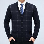 纯羊绒开中老年爸爸格子大衣码 针织衫 毛外878 秋装 衫 男士 冬新款