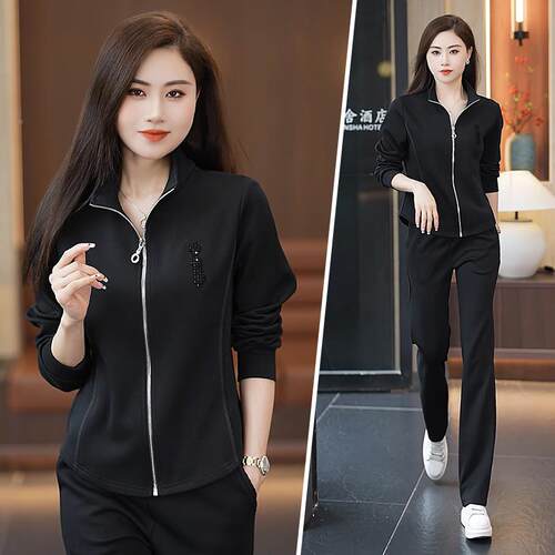 运服套动装女春秋初秋新款休小个子韩82167379两系时尚开衫卫衣闲