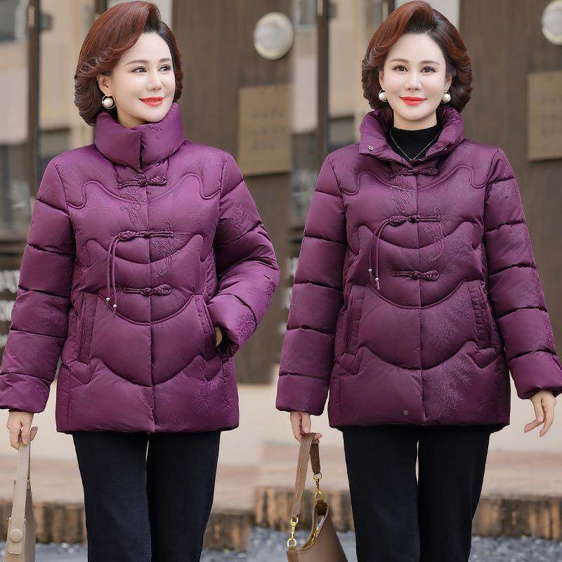 新中式妈妈装加厚棉服气新款中2208棉衣外洋套老年秋女冬保暖棉袄