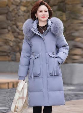 年款羽绒服女中长83101-Q1中年韩版修身新款加厚外保暖白鸭绒妈妈