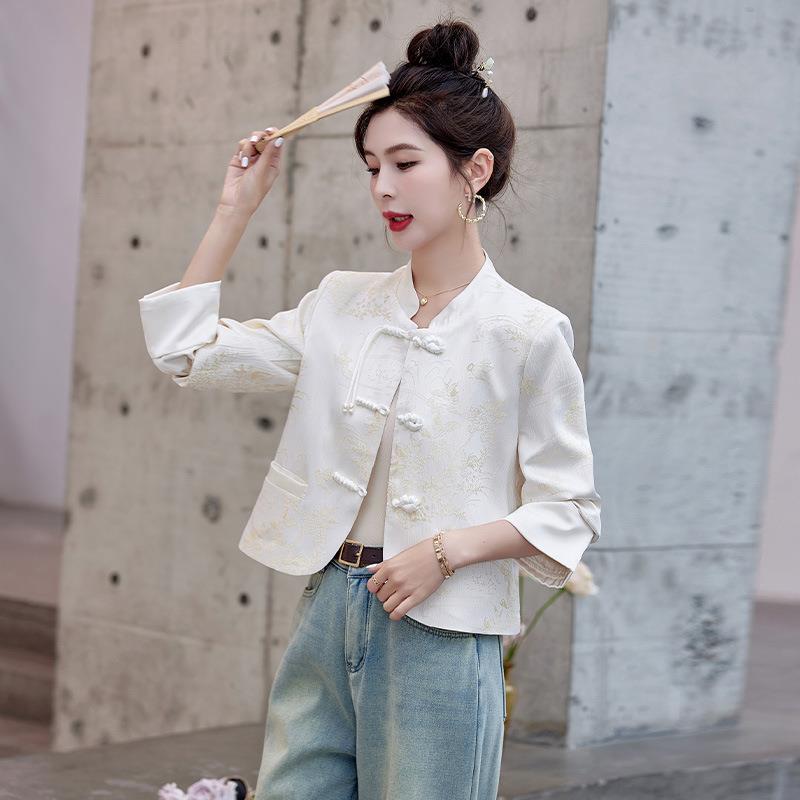 新中式国外ZYI2827T套女秋新款女装高级感小风子短款休闲春盘个扣