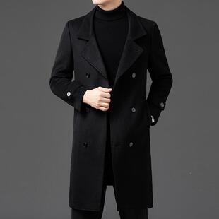 新中年男士装双面款呢长子大衣爸爸装秋5583-PP冬毛呢秋外套中款