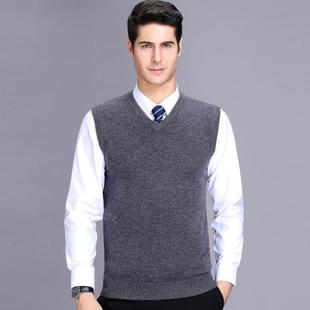 中年背心商马甲毛衣坎羊毛鸡1919心领上衣务绒绅 山羊衫 肩男士 无袖