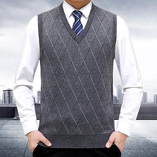 背中领大码 套头针织马甲中老年心毛坎肩 绒8821 秋冬男年士羊袖