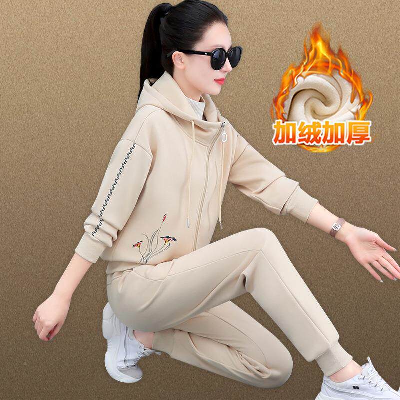 运动套装女帽冬装新洋气时尚搭加绒卫衣74284126气质穿外套宽松连