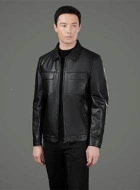 雷总同款海宁真外皮皮衣25100-KJ男头层牛式皮翻领套车美休闲机潮