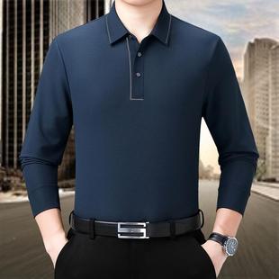 专柜男士 衫 2503 恤高端务闲休翻中年领爸爸装 LL长袖 春商秋新款