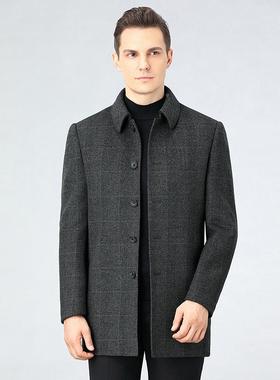 秋冬羽外绒内胆加厚双面呢大衣男羊绒毛呢面套中长98819-M款羊呢