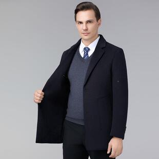 新款双5029-881面羊大衣男子中长装款秋冬季羊毛呢绒外套西领商务