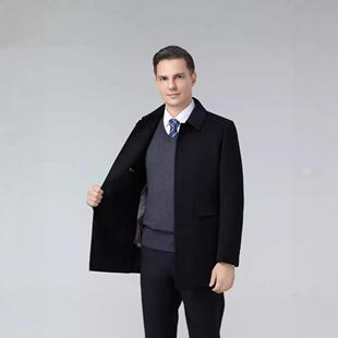 内新款羊绒男士衣中年2269冬季男款商务休大闲羽绒胆羊毛呢子夹克