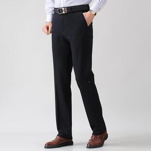 商务休闲宽针织弹力条西装 松品秋冬厚款 牌纹中年男士 西裤 6620 男式