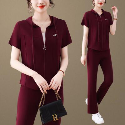 夏卫季款冰丝短袖阔腿裤运8980507动服套款装女新宽松薄休闲衣两