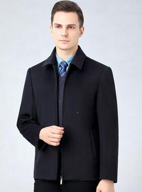 领新款羊毛夹克男高中年档羊翻爸8817-Z-Y爸装休闲羊绒外套绒短款