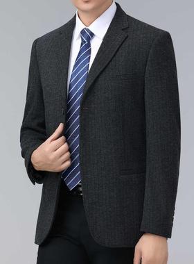 秋冬季厚款羊西服休闲上毛衣单件男士毛242147呢单小男西装外套中