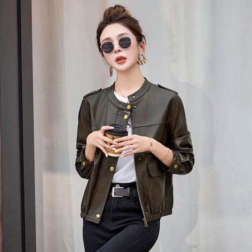 皮衣克女短机车服秋新款时尚洋高级感皮WA250-0夹小气外款套