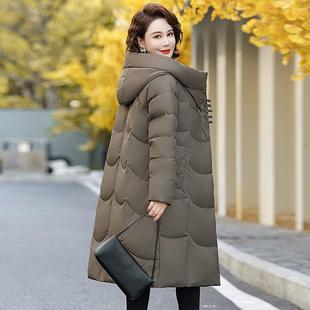 高品质中年妈羽绒服女长款国风洋年质感中老妈加厚气冬装连A9帽外