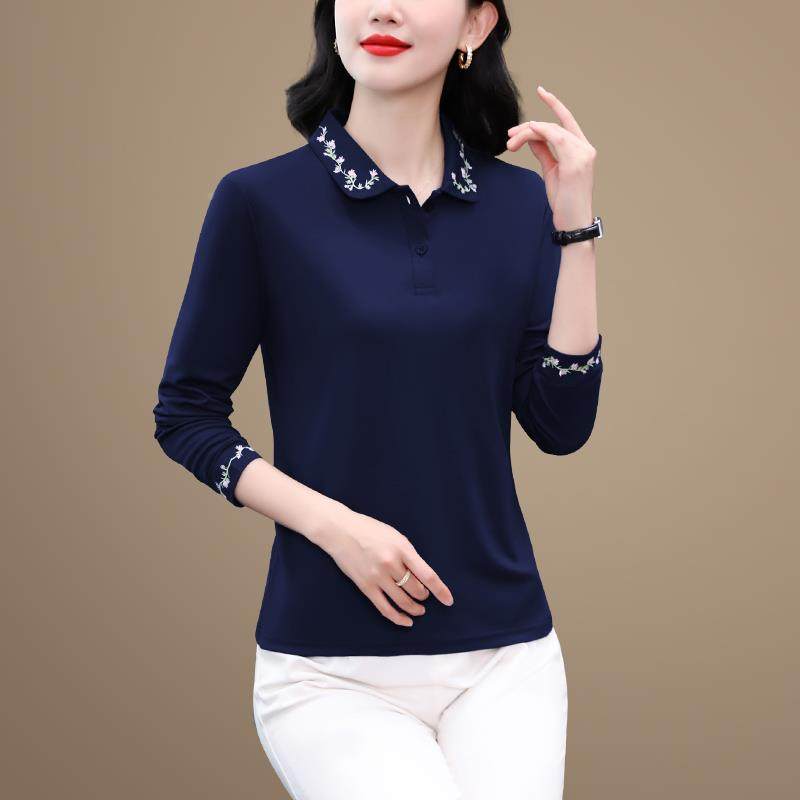 76080008翻领恤衫女袖长纯棉春秋洋气妈妈减龄大码显运动休闲瘦上,运动服/休闲服装,运动POLO衫,淘宝优惠券,粉丝福利购,淘宝优惠卷