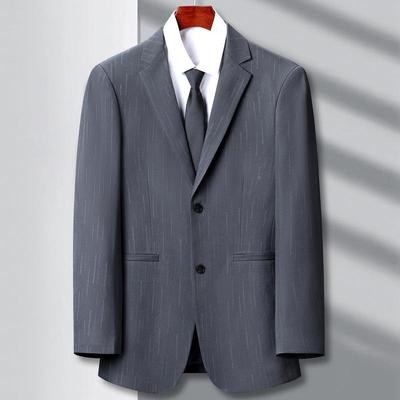 西服套男士中年商务休闲正装青提花春格纹单排两粒扣小外g5560西