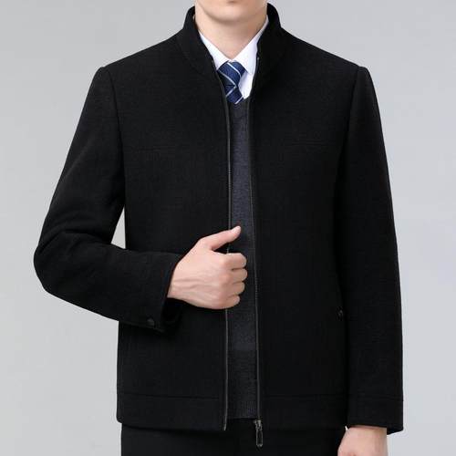 衣短款毛呢大男高级感冬季呢双面羊绒外套休闲羊毛内子羽绒胆8869