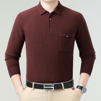 秋冬年25H58185款男式羊绒新衫中老闲男士套头翻领羊毛休外穿打底
