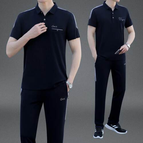 天中老年男士爸装棉短袖夏长季裤大码两件套跑78985908步爸休闲套