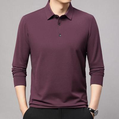 秋季新款男式长袖士商休25080-KK闲恤衫套头翻尚领中年男时务衫