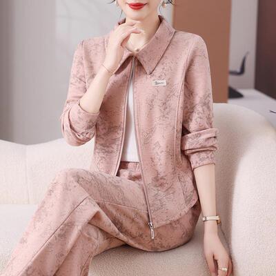 春秋运动套高装女13-2517时新款尚翻领印花休闲卫衣级步感跑服两