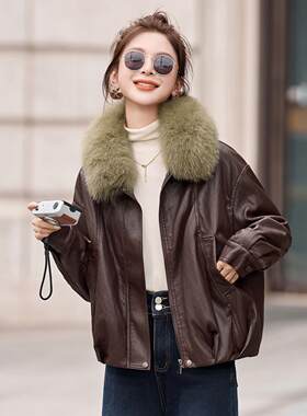 冬装新厚款装袖加YB8972-1厚皮女衣外套女加绒加上长衣夹克
