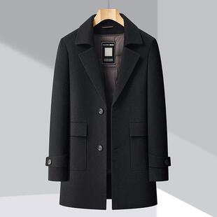 双面羊绒大衣士中年外爸爸休闲西装领套羊毛装呢子羽绒内胆F8868-
