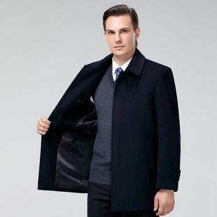 大衣冬季 羊毛215 加厚山羊呢中长款 中年爸爸装 休 KL呢套外子男绒式