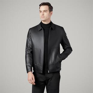 C外宁男士 海8022 皮衣中年翻领新薄款 夹克棒球领时尚 秋季 皮男士 款