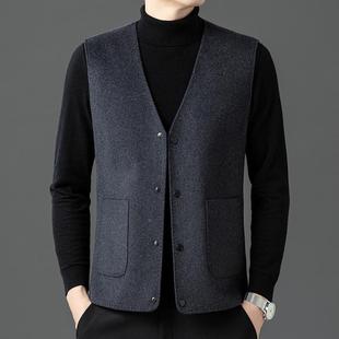 秋新双面呢背心中年呢子坎款 毛马男士 肩爸爸白鸭甲绒 PP羊季 11816