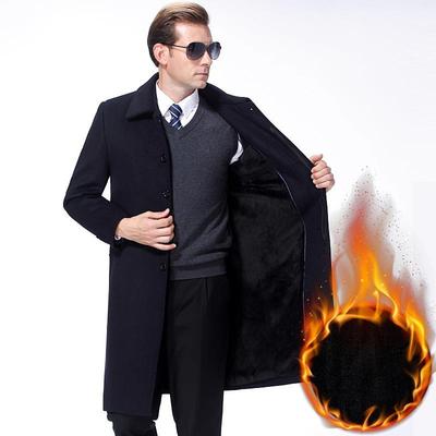 1305-1-Z装羊中老年绒大衣男士毛呢子长款外套男式加厚加绒羊保暖