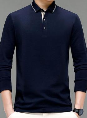 桑丝长袖恤男蚕宽松翻领上秋衣士春新款潮7629-S流休闲体恤衫