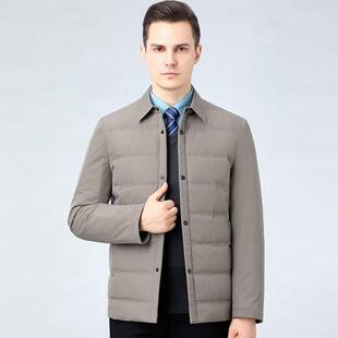 休闲爸爸装羽绒服男年新冬季士年短男款款大码中老2206-R人男士外