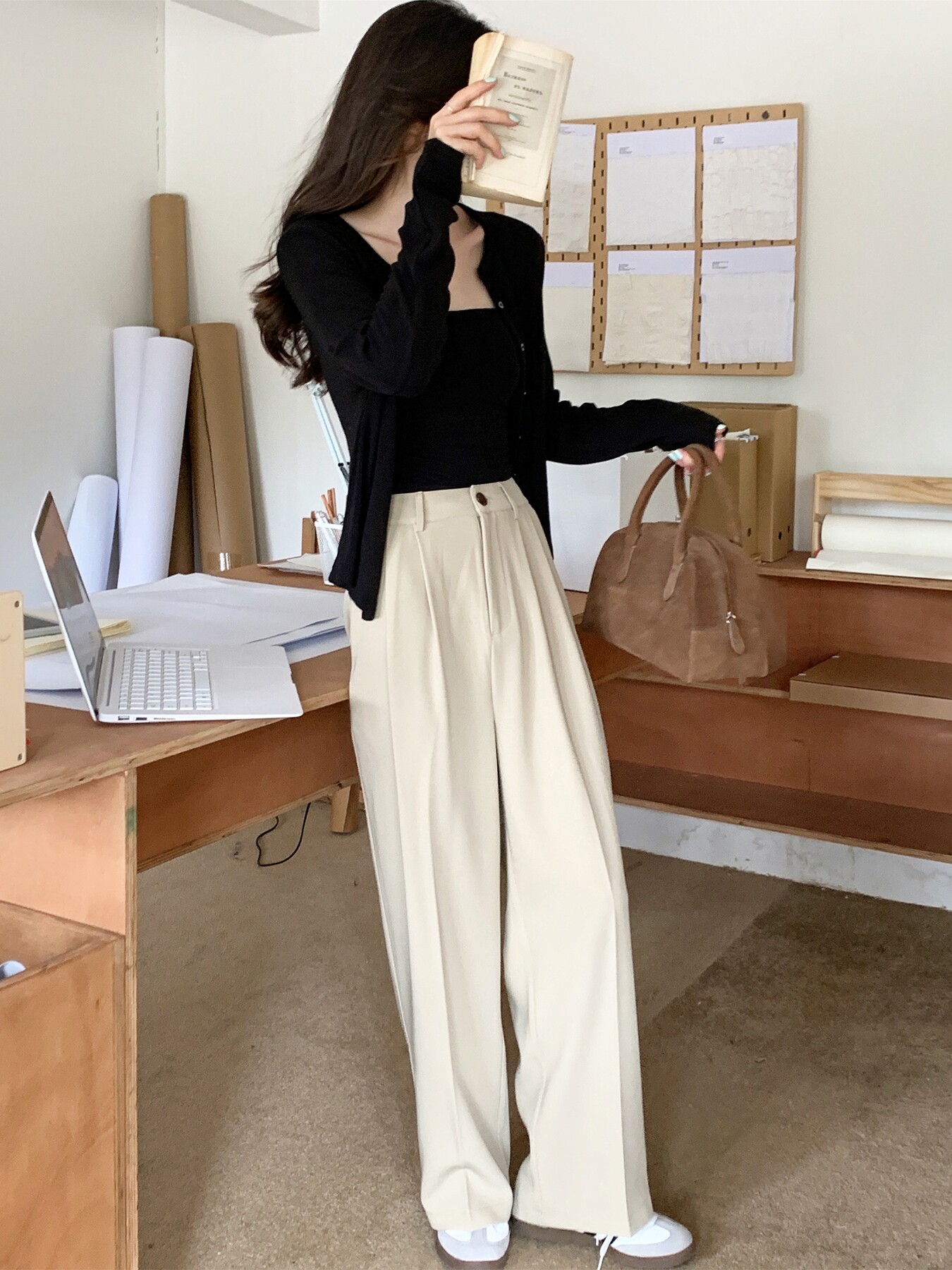 남  숨길 수 없다|산소블랙 서스펜더 가디건 투피스 여성 가을 ??탑슈트|찹쌀이 피지 않는다