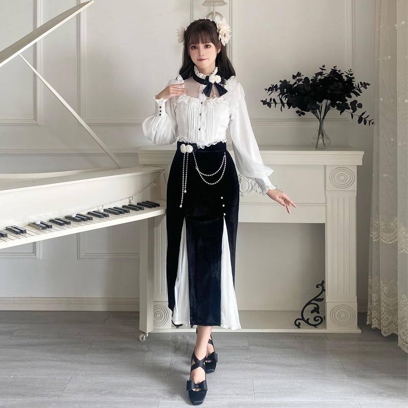 原创未名诗lolita优雅少女宫廷洋装OP超仙蕾丝礼服公主鱼尾连衣裙