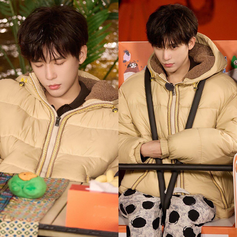 [YB打版中]王安宇同款白鸭绒加厚羽绒服连帽宽松防风御寒保暖外套