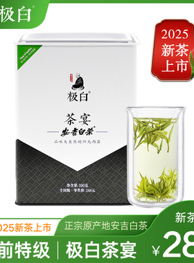 2025新茶绿茶上市极白安吉白茶 特级铁罐100克珍稀春茶明前茶叶