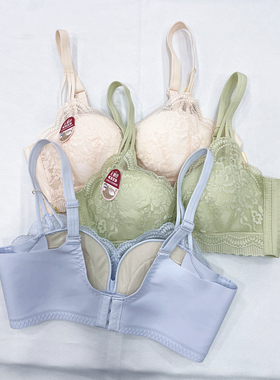 依格尔2313内衣女中厚无钢圈无侧骨小胸平胸聚拢调整防下垂文胸罩